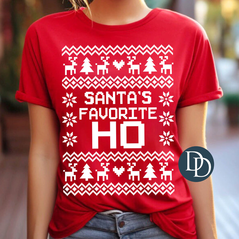 Santa's Favorite Ho Oversized Ugly Christmas Sweater (White Ink) *Screen Print Transfer*