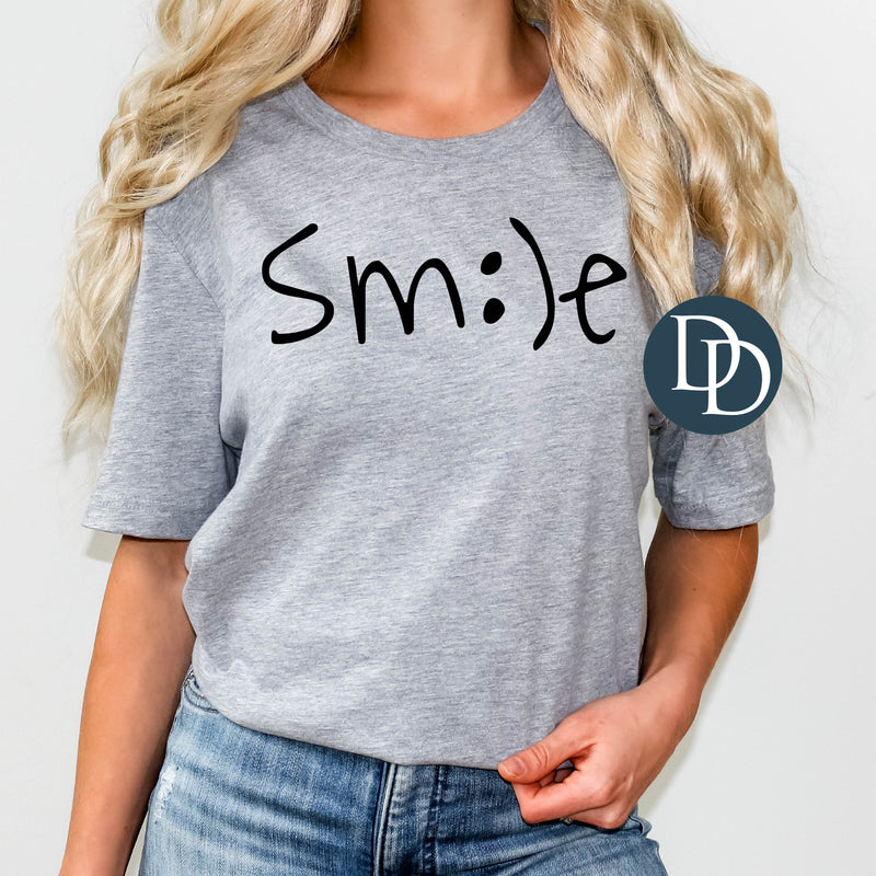 Single Smile Face Black Ink *DTF Transfer*