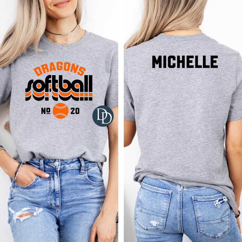 Retro Softball With Name Semi-Custom *DTF Transfer*