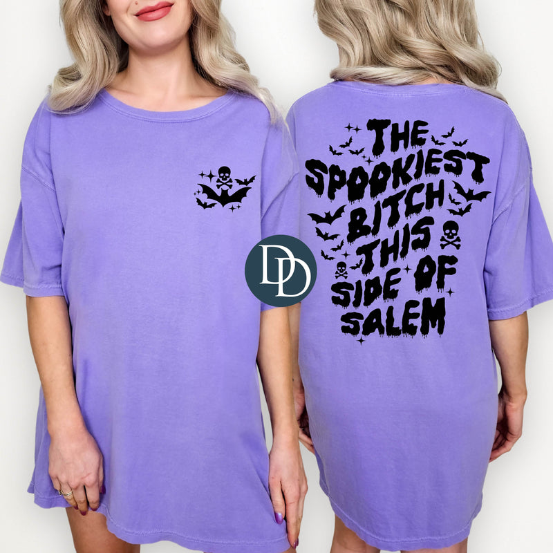 OVERSIZED Spookiest Btch This Side Of Salem With Pocket Accent *DTF Transfer*