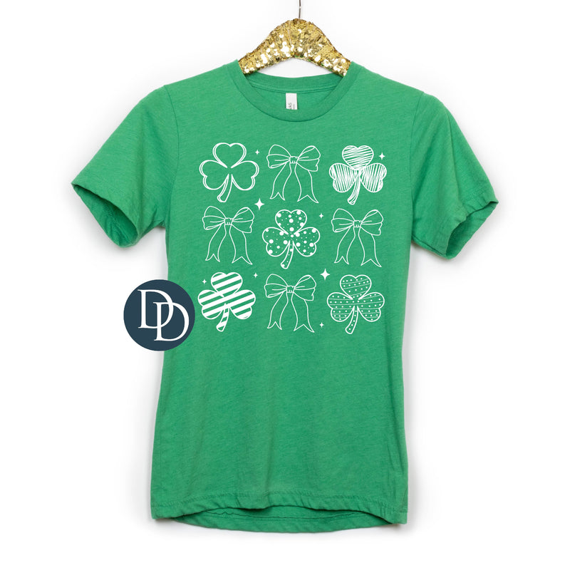 St. Patrick's Day Bows (White Ink) *Screen Print Transfer*