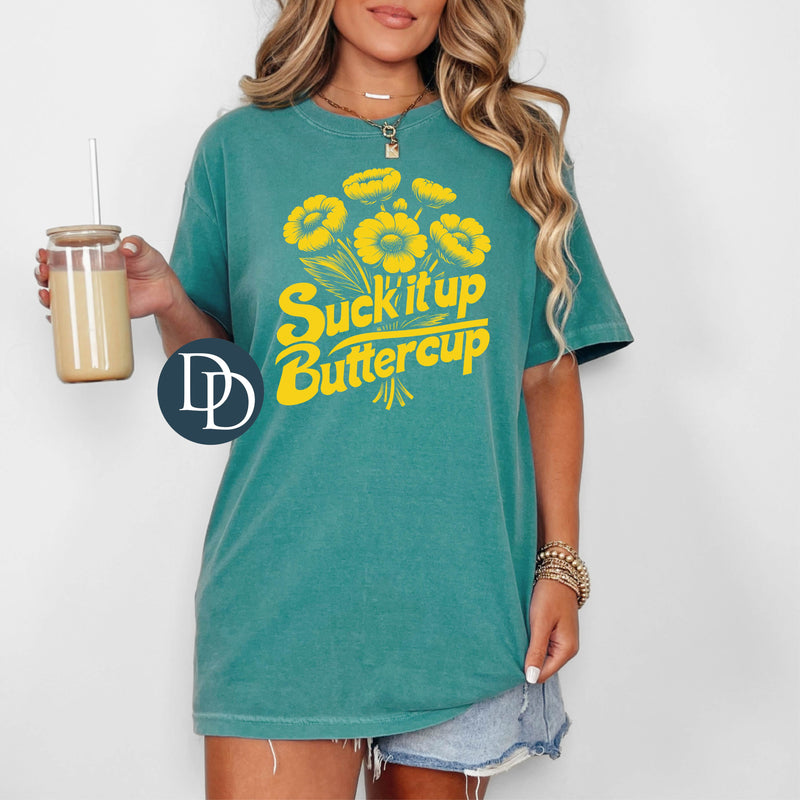 Suck It Up Buttercup Bouquet (Maize Yellow Ink) *Screen Print Transfer*