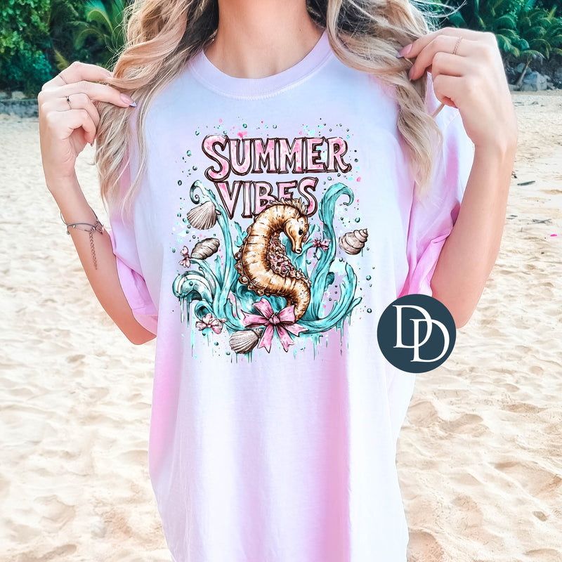 Summer Vibes Sea Horse Water Bows *DTF Transfer*