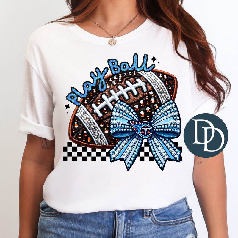 TT Faux Rhinestone Football Bow *DTF Transfer*