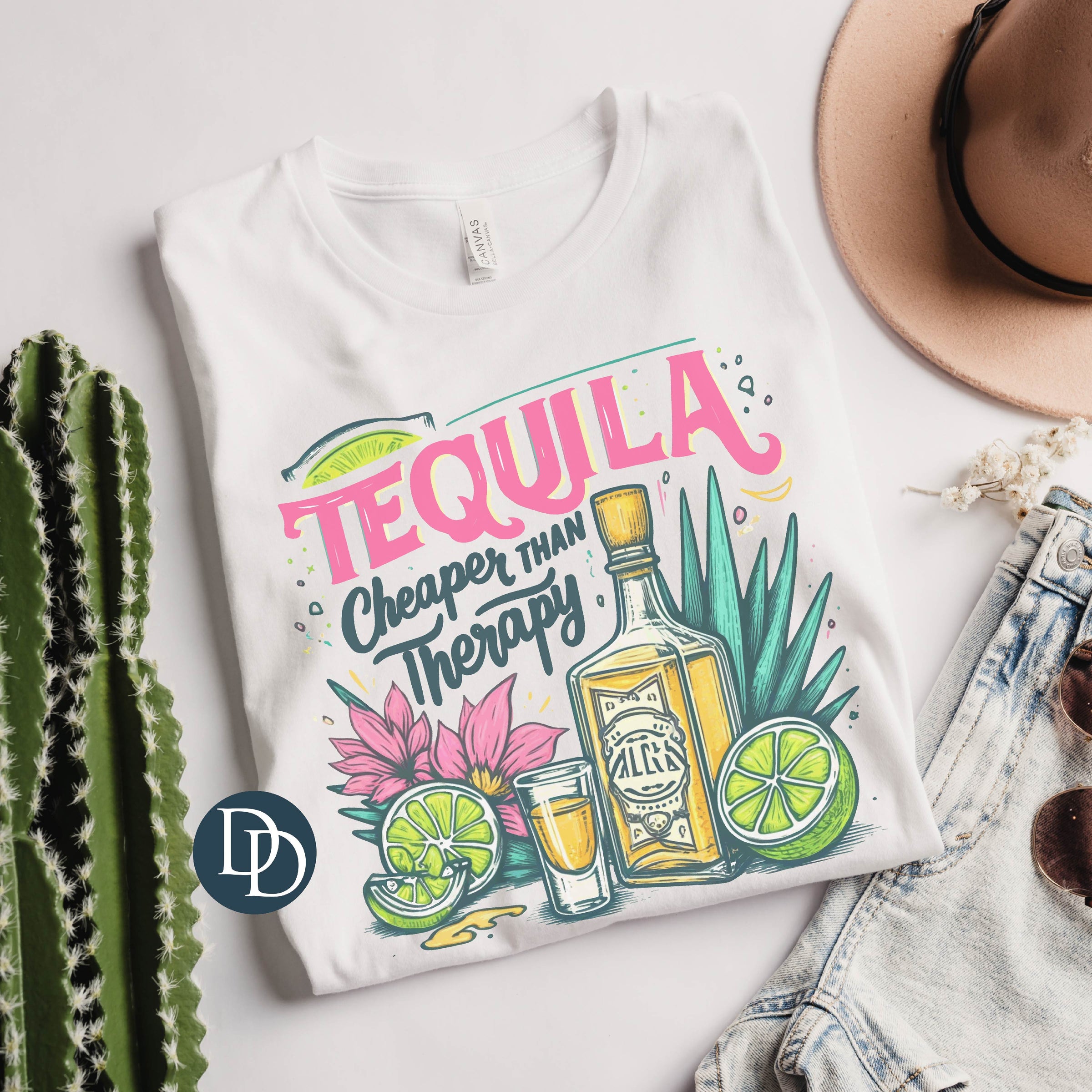 Tequila Cheaper Than Therapy *Sublimation Print Transfer* Dapper Designs