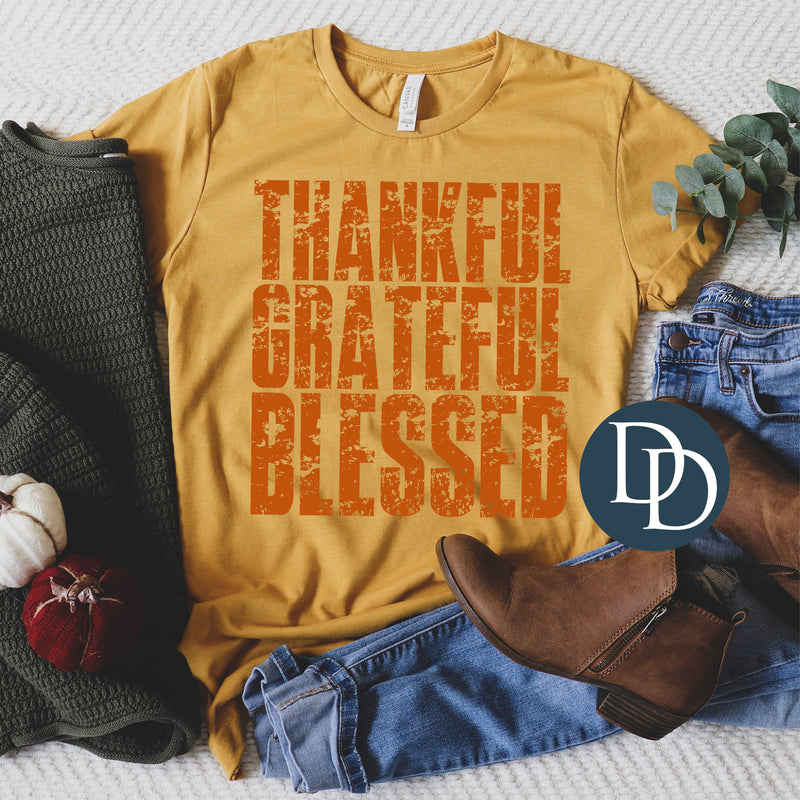 Thankful Grateful Blessed Grunge Stack *DTF Transfer*