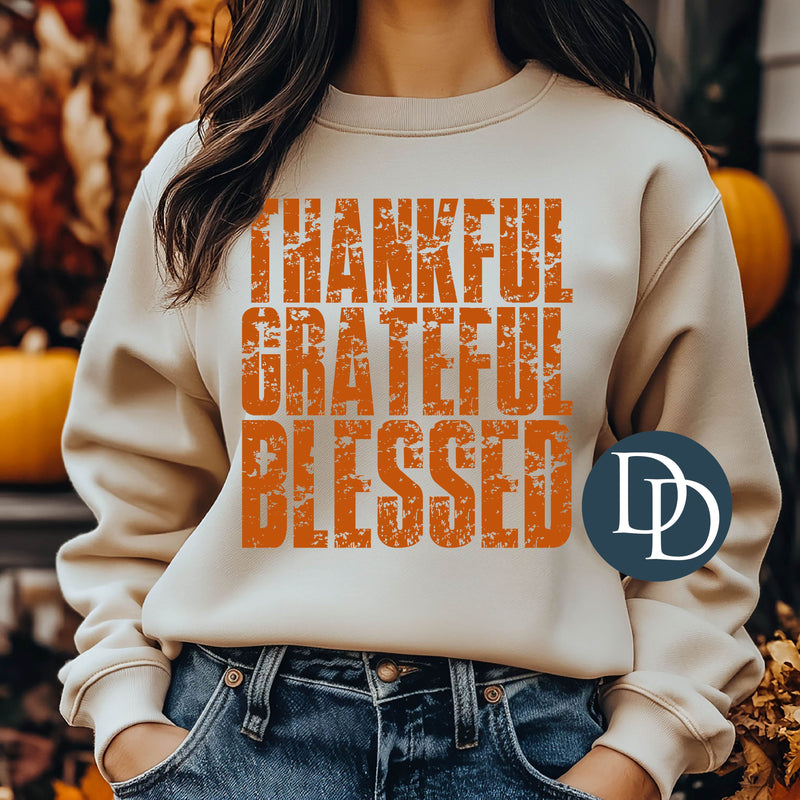 Thankful Grateful Blessed Grunge Stack *DTF Transfer*