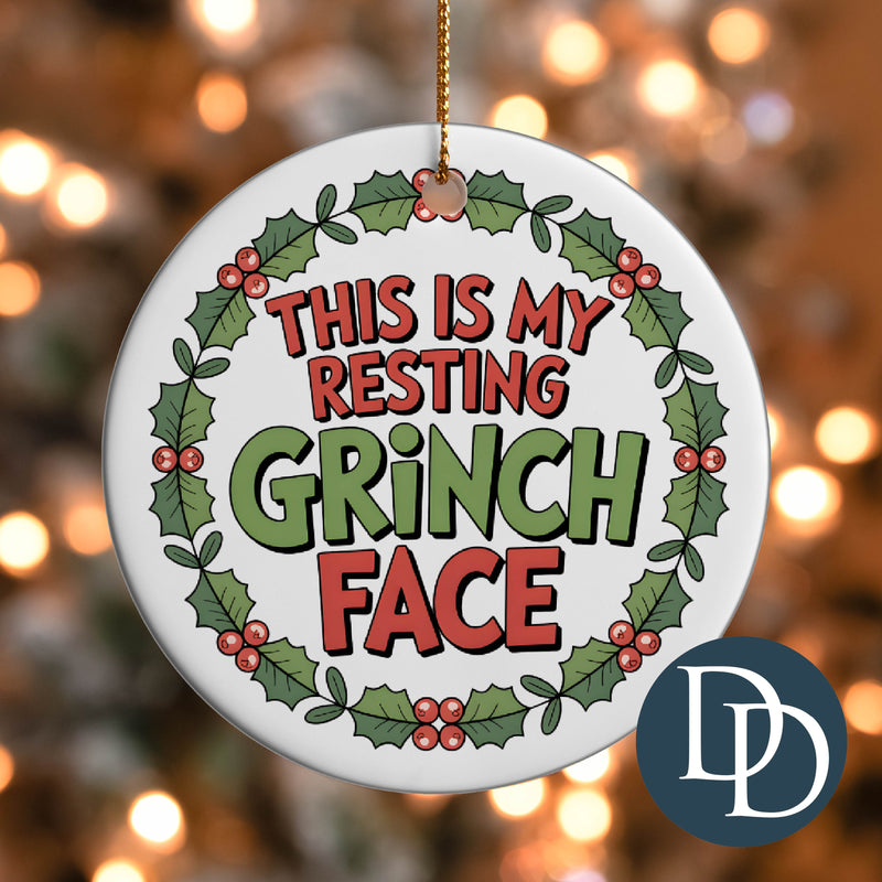 This Is My Resting Grnch Face Wreath *UV DTF Ornament Decal*