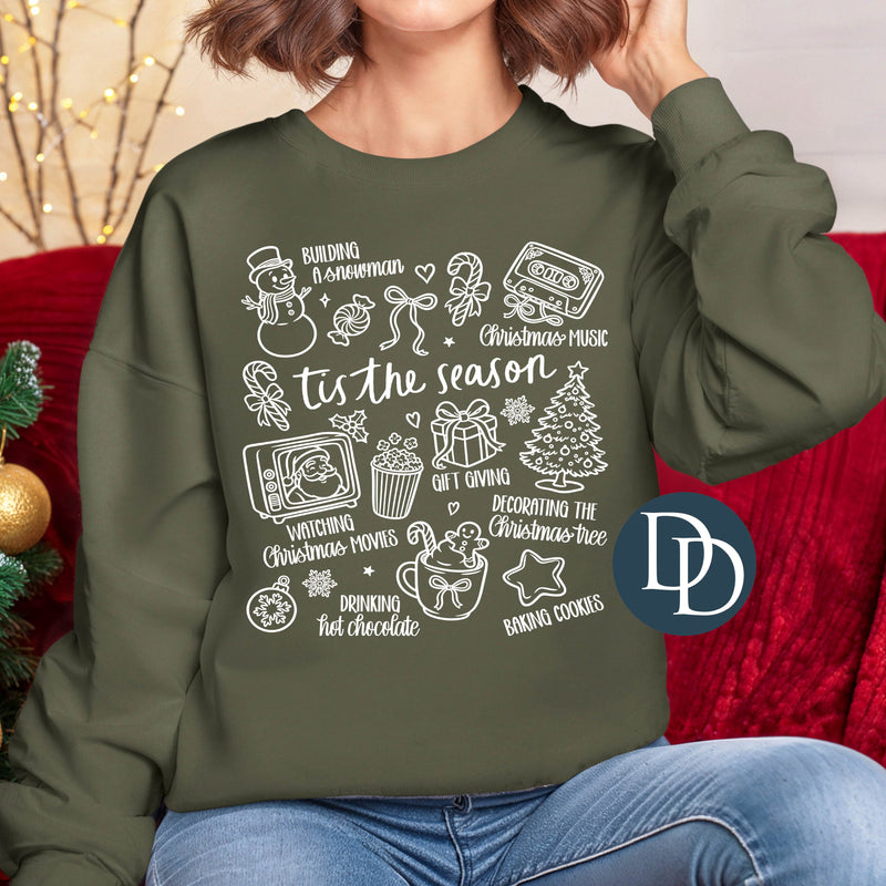 Tis The Season Christmas Collage (White Ink) *Screen Print Transfer*