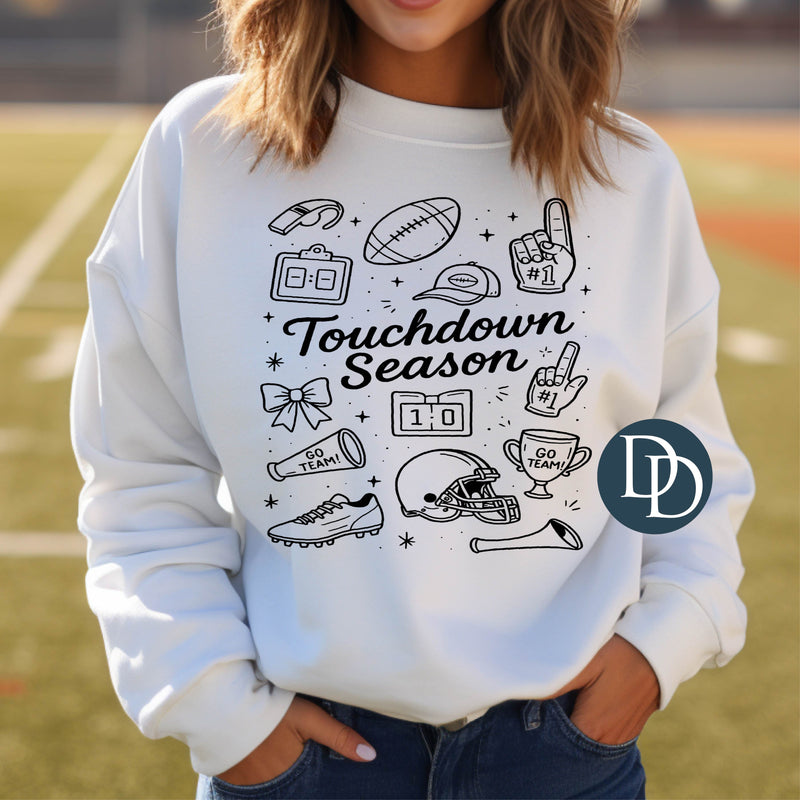 Touchdown Season Doodles (Black Ink) *Screen Print Transfer*