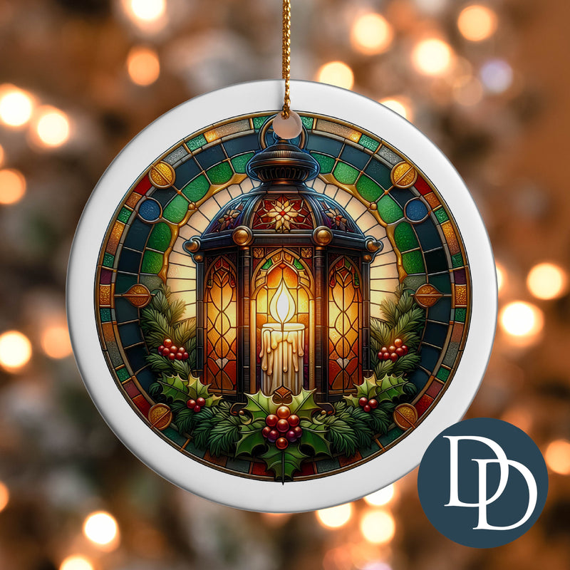 Traditional Christmas Lantern Stained Glass *UV DTF Ornament Decal*