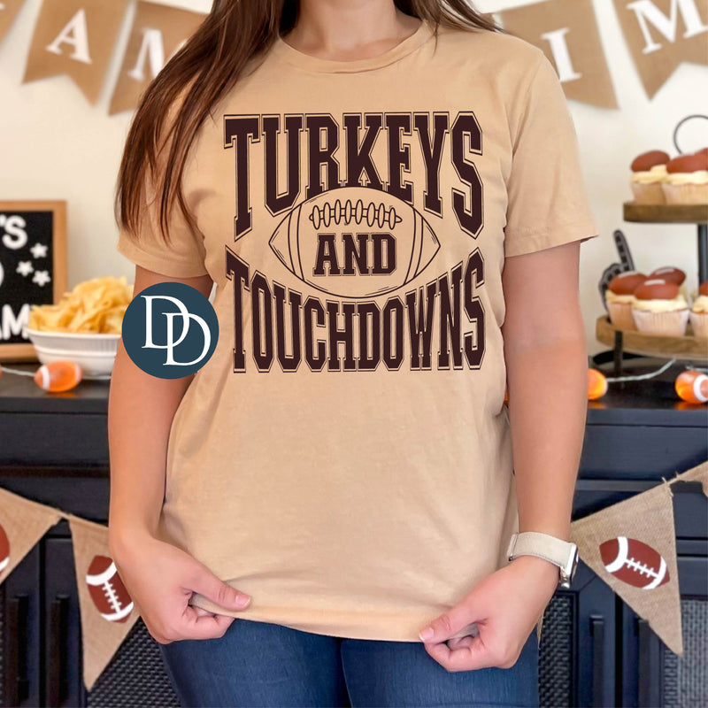 Turkeys And Touchdowns (Dark Brown Ink) *Screen Print Transfer*