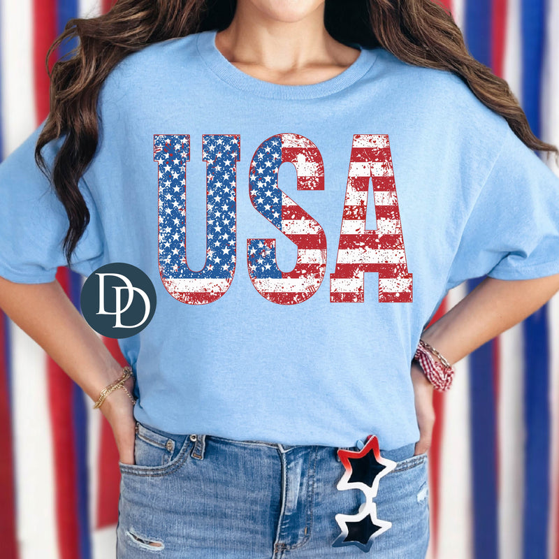 USA Distressed Flag Punch Through Pattern *DTF Transfer*