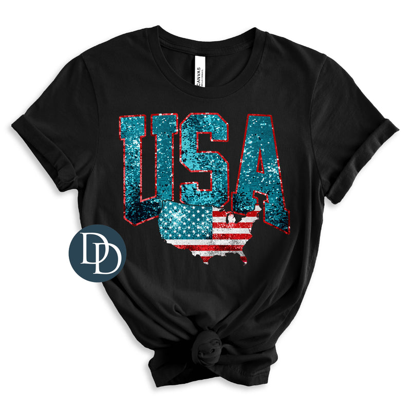 USA Faux Sequin Glitter America *DTF Transfer*