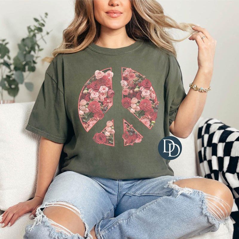 Vintage Florals Peace Sign *DTF Transfer*