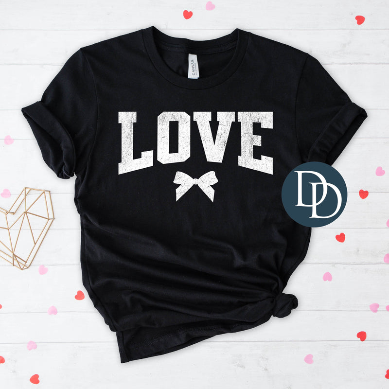 Vintage Love Bow (White Ink) *Screen Print Transfer*