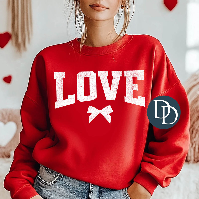 Vintage Love Bow (White Ink) *Screen Print Transfer*