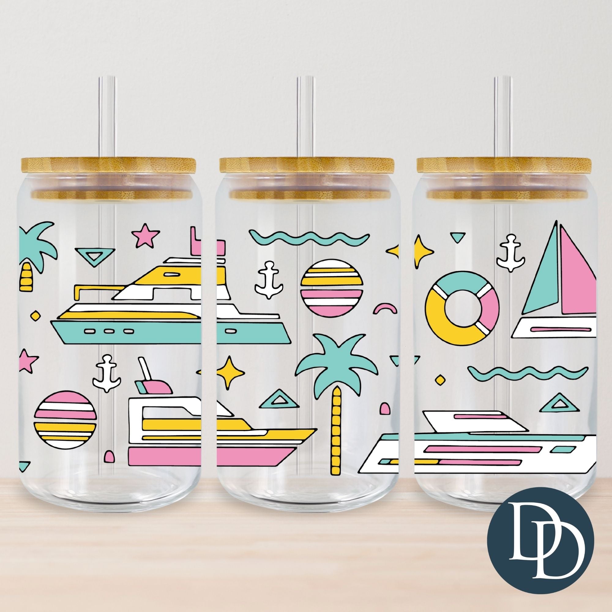 Dapper Wrapping Vintage Retro Summer Yacht *UV DTF Cup Wrap* – Dapper Designs