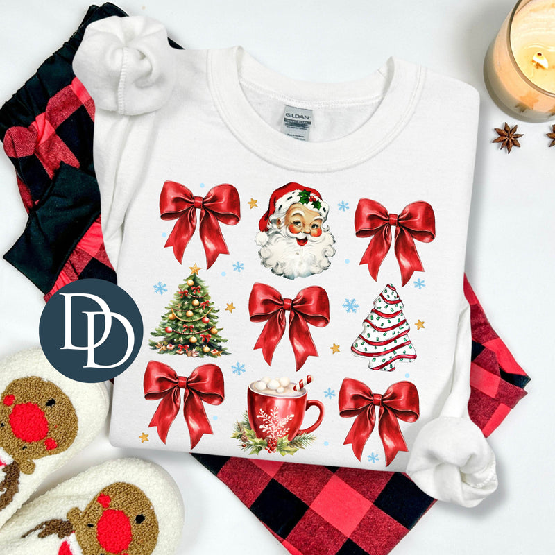 Vintage Santa Trees And Bows *DTF Transfer*