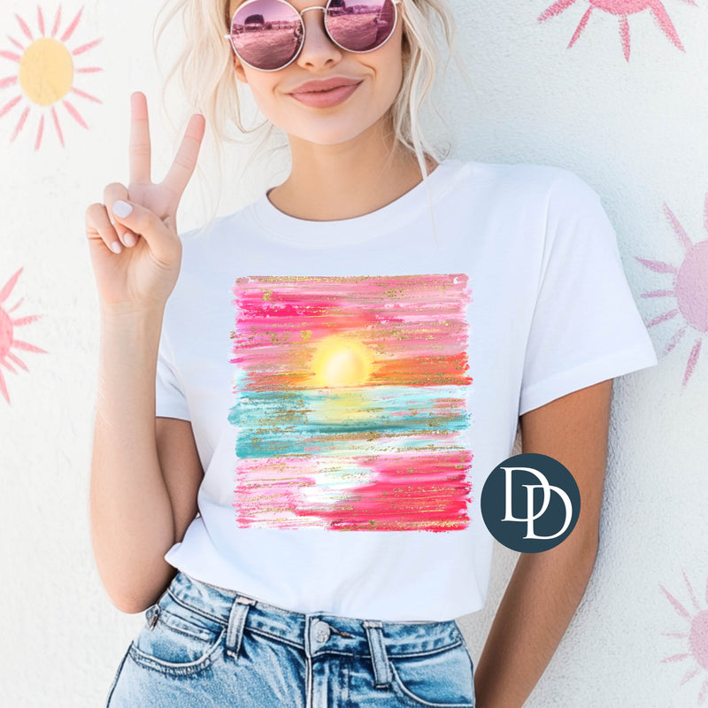 Watercolor Sunrise Beach Strokes *DTF Transfer*