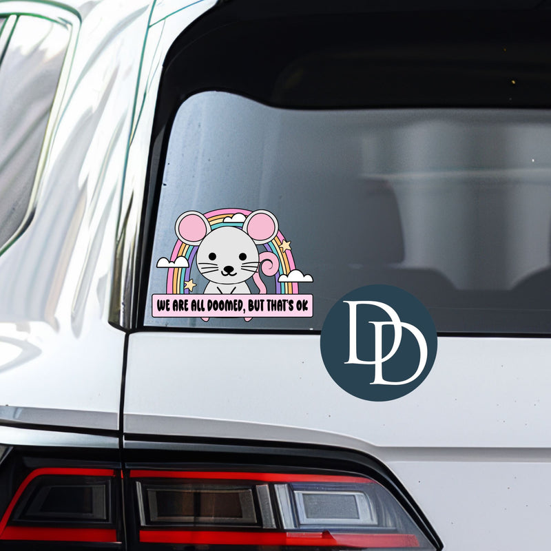 We Are All Doomed Mouse Rainbow *UV DTF Decal*