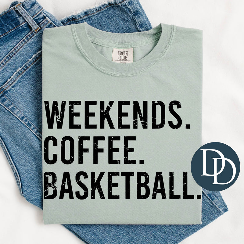 Weekends Coffee Basketball (Black Ink) *Screen Print Transfer*