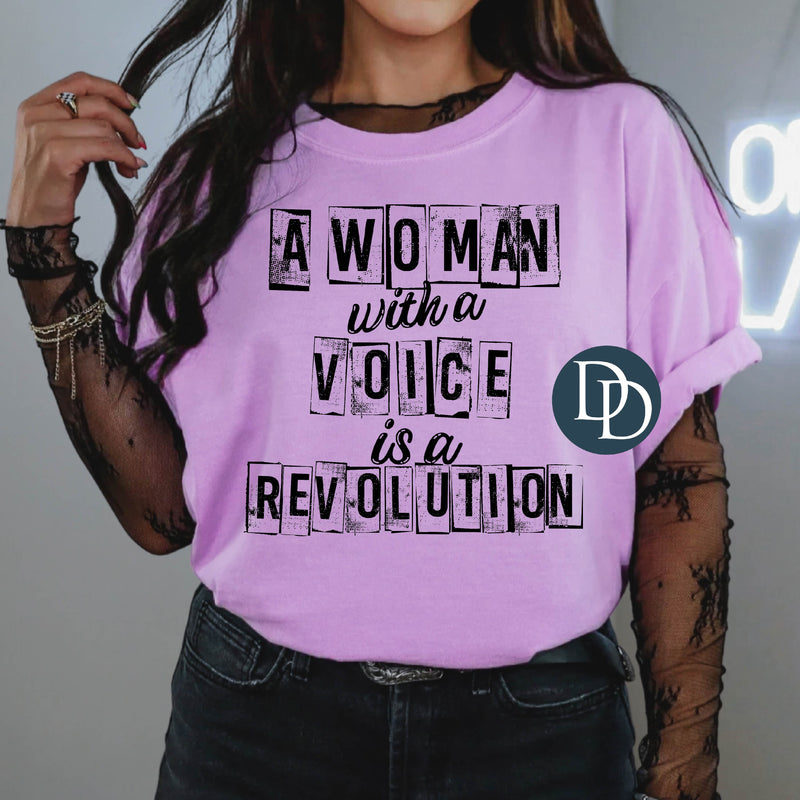 Woman with a Voice is a Revolution (Black Ink) *Screen Print Transfer*