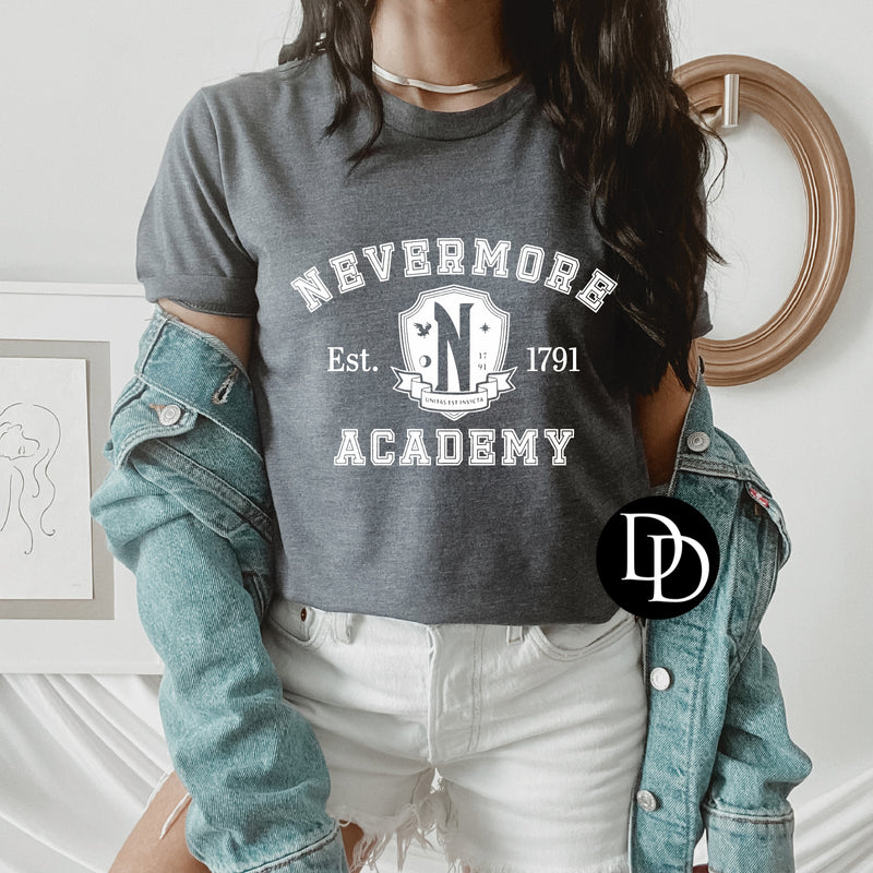 Nevermore Academy (White Ink) *Screen Print Transfer*