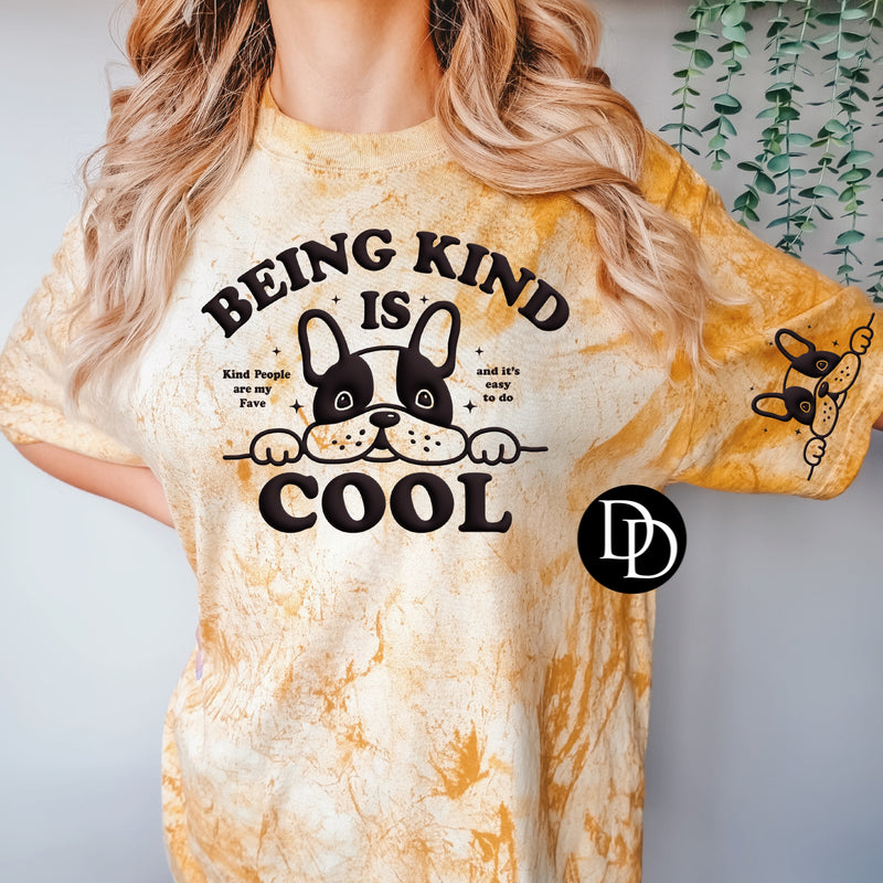 Being Kind Is Cool With Pocket Accent (Black Ink) *Puff Screen Print Transfer*