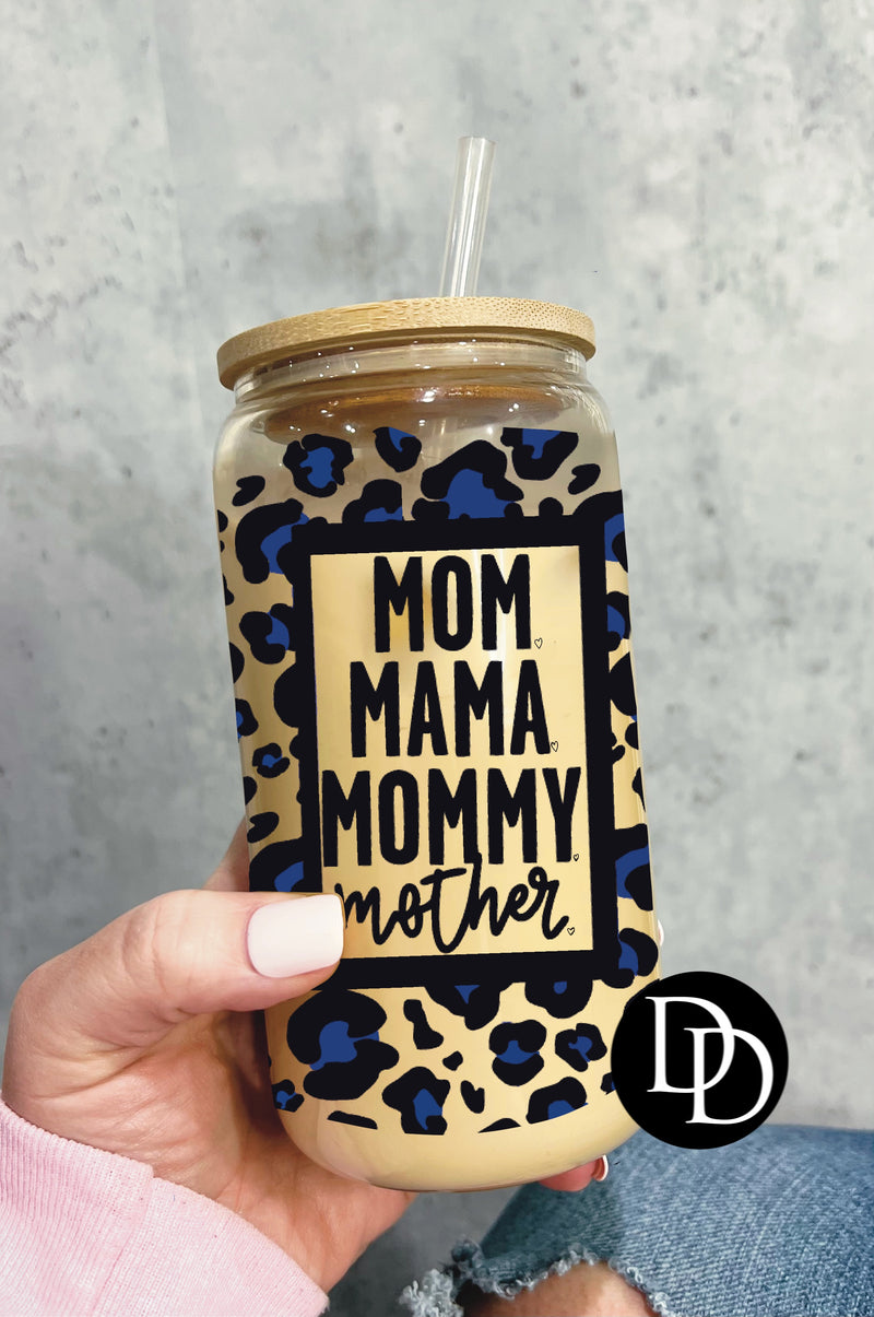 Blue & Black Leopard Mom Mama Mommy Mother Wrap *Sublimation Transfer*