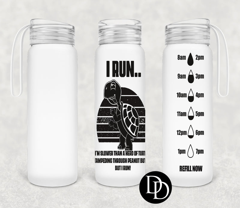 I Run 500 ml Frosted Glass Water Bottle