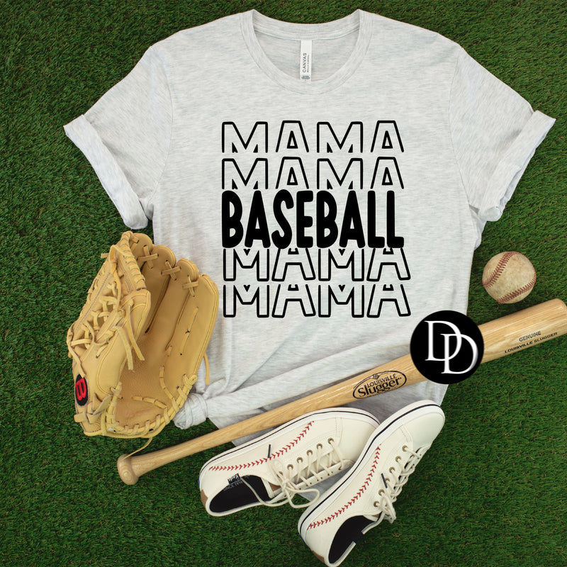 Stacked Baseball Mama (Black Ink)  *Screen Print Transfer*