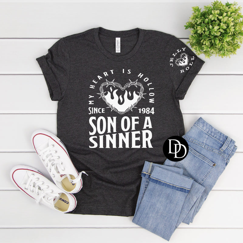 Son Of A Sinner With Pocket Accent (White Ink) - NOT RESTOCKING - *Screen Print Transfer*