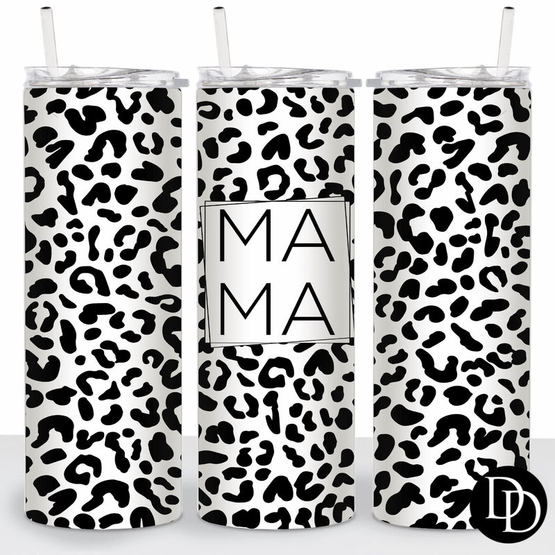 Black and White Leopard Print Mama 30 oz Skinny Tumbler